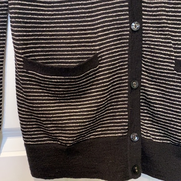 Ann Taylor Fine Merino Striped Thin Long Sparkly Cardigan EUC - Picture 6 of 15
